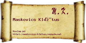 Maskovics Klétus névjegykártya